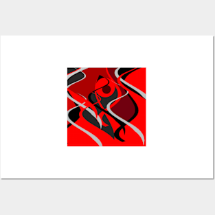 upstream red black grey abstract digital painting Posters and Art